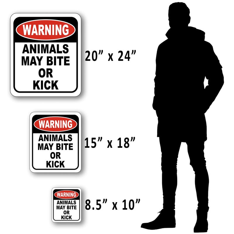 Work House Signs Warning: Animals May Bite or Kick Sign | Outdoor Aluminum Composite Safety Sign | 8.5â€ x 10â€ | Weather-Resistant | Wall-Mountable | Bold, Easy-to-Read Design - Image 4